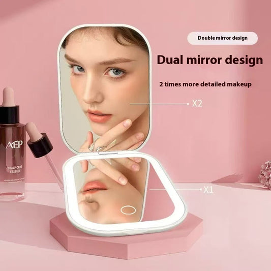 Portable HD Luminous Cosmetic Mirror | Ultra-Thin, Foldable, Tricolor LED Light