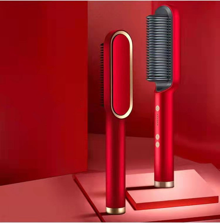 Electric Hair Brush Straightener & Curler | Dual-Purpose Negative Ion Hot Comb