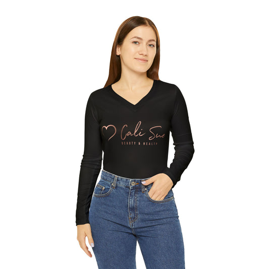 Cali Sue Women's Long Sleeve V-neck Shirt (AOP)