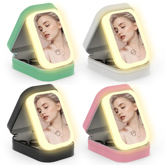 Portable Beauty Cosmetic Bag with LED Mirror | Waterproof, Dimmable 3-Light Modes